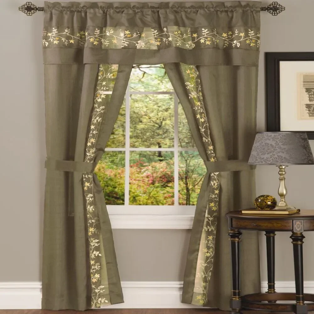 Achim Home Furnishing: Fairfield Taupe Floral Transitional Window Curtain Panel